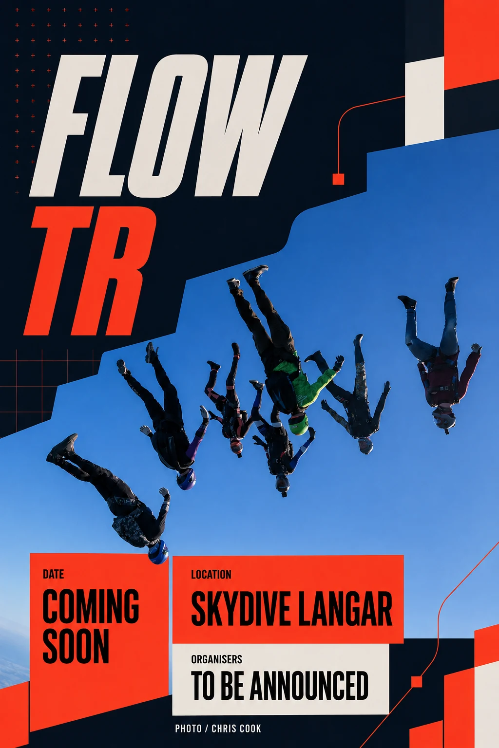 FLOW TR event artwork in coral red